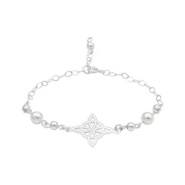 Pulsera de plata .925 ajustable nudo de bruja laser bolas — Joyaris