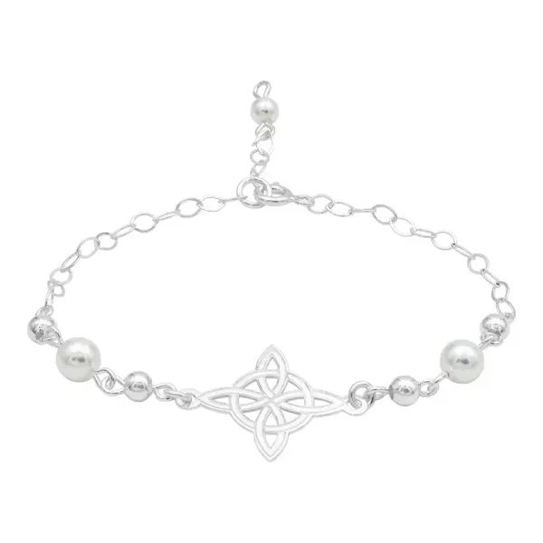 Pulsera de plata .925 ajustable nudo de bruja laser bolas — Joyaris