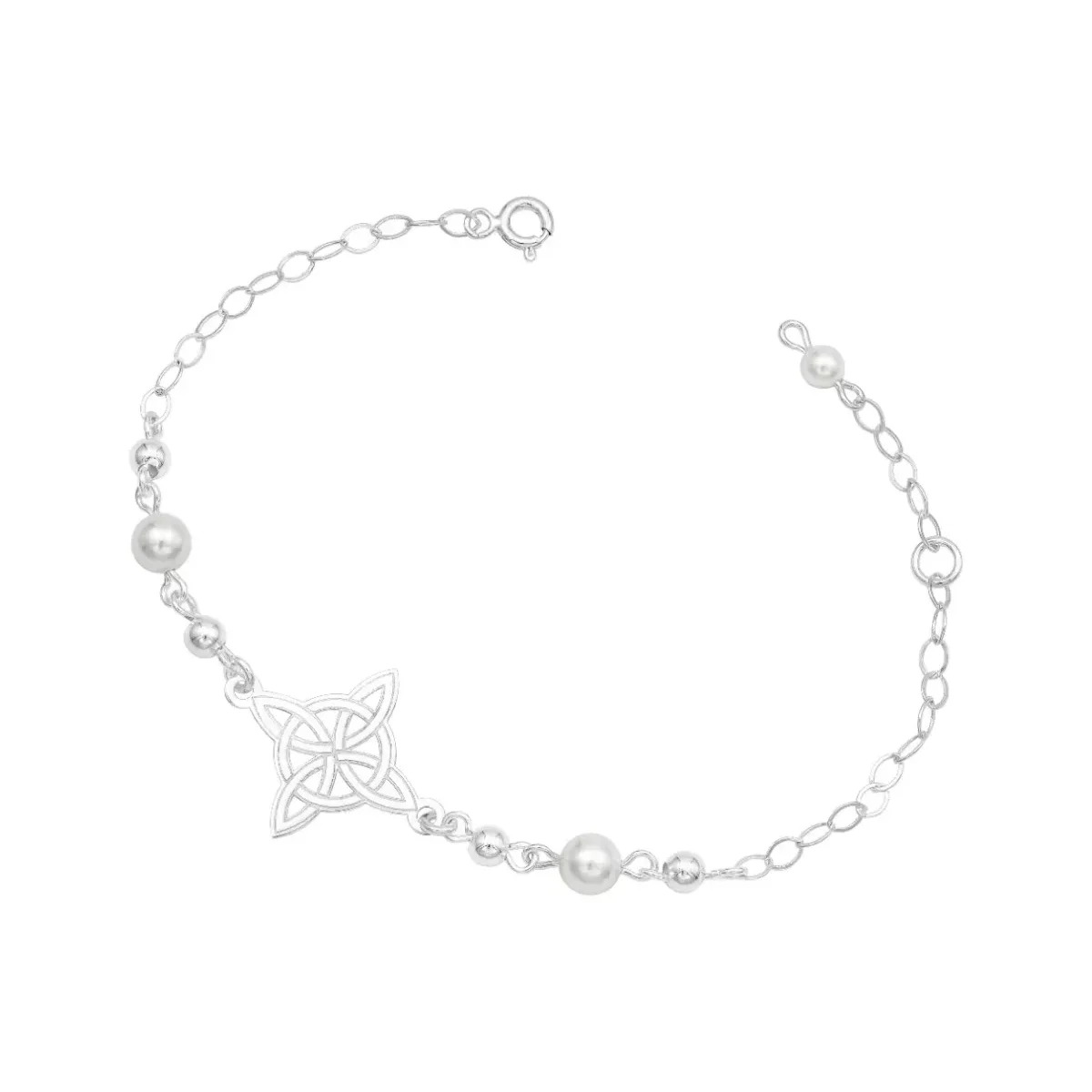 Pulsera Plata 925 Nudo de Bruja con Bolas Diseño Láser Ajustable - Imagen 2