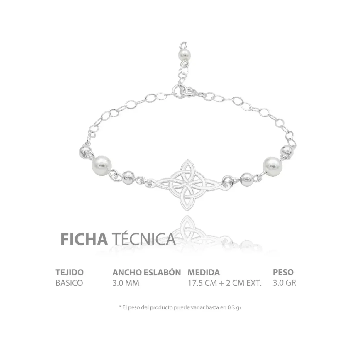 Pulsera Plata 925 Nudo de Bruja con Bolas Diseño Láser Ajustable - Imagen 7