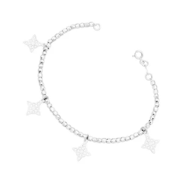 Pulsera de plata .925 plateado nudo bruja colgante bola facetada ajustable — Joyaris