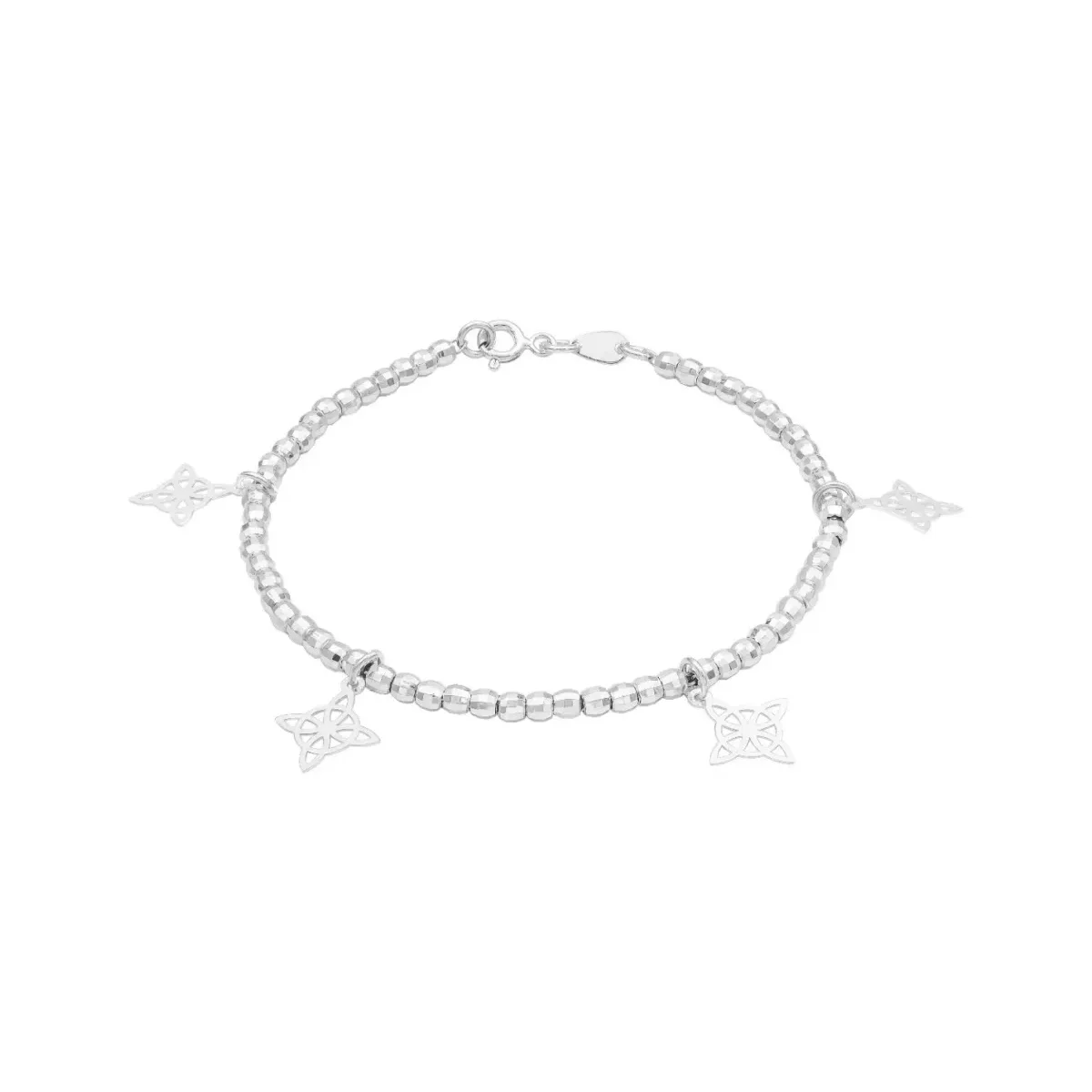 Pulsera Plata 925 Nudo de Bruja con Bolas Facetadas - Imagen 2