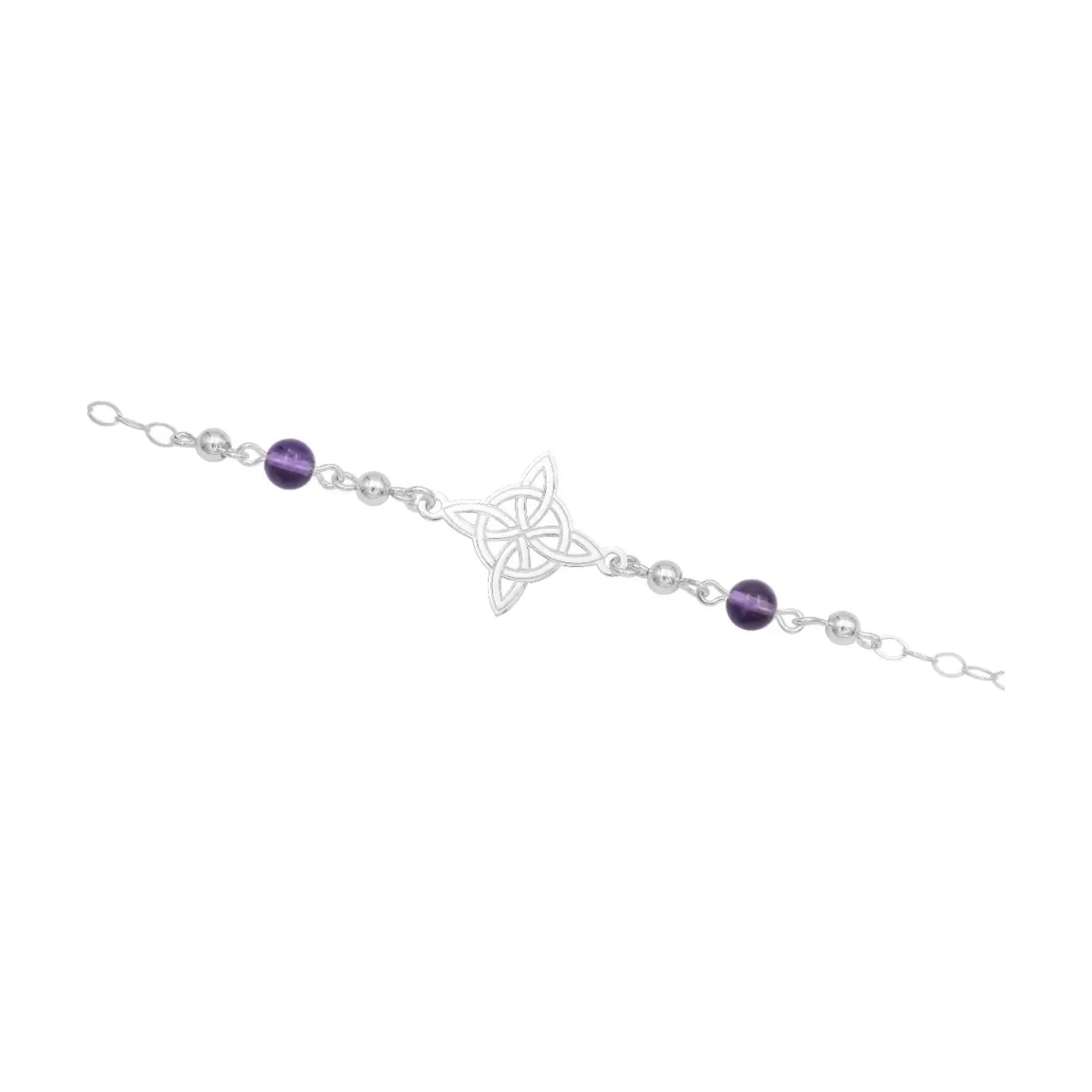 Pulsera Plata 925 Nudo de Bruja con Bolas Violeta Ajustable - Imagen 3