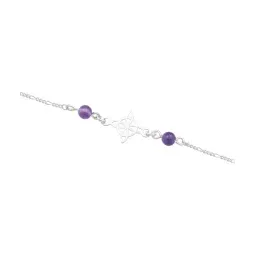 Pulsera Plata 925 Nudo Bruja Bolas Violeta Cadena Figaro - Imagen 2