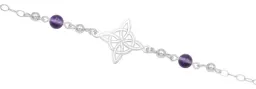Pulsera Plata 925 Nudo de Bruja con Bolas Violeta Ajustable - Imagen 3
