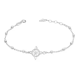 Pulsera de Plata 925 Nudo de Bruja con Bolitas Facetadas Ajustable - Imagen 1