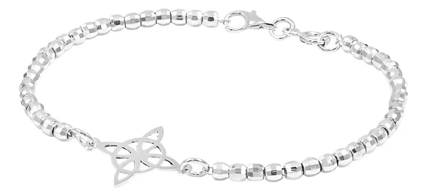 Pulsera Plata 925 Nudo de Bruja Bolitas Facetadas - Imagen 1