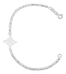 Pulsera Plata 925 Nudo de Bruja Bolitas Facetadas - Imagen 2