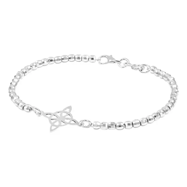 Pulsera Plata 925 Nudo de Bruja con Bolitas Facetadas - Imagen 1