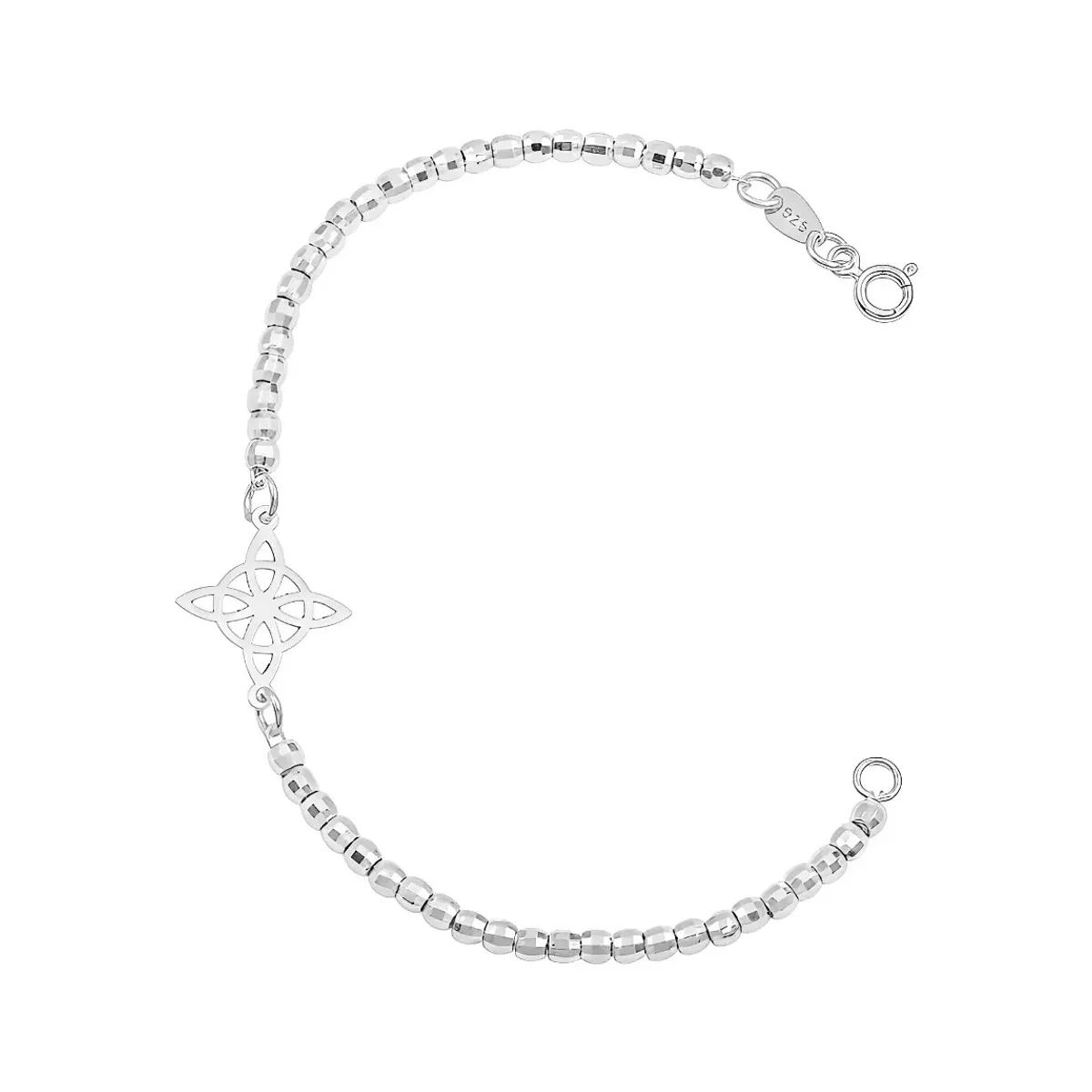 Pulsera Plata 925 Nudo de Bruja con Bolitas Facetadas - Imagen 2