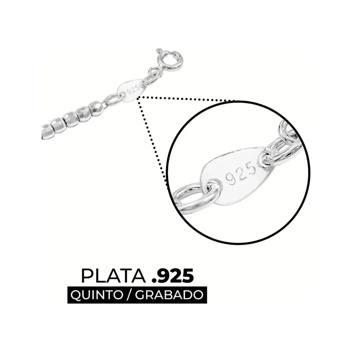 Pulsera Plata 925 Nudo de Bruja con Bolitas Facetadas - Imagen 3