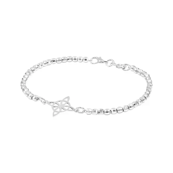 Pulsera Plata 925 Nudo de Bruja Bolitas Facetadas - Imagen 1