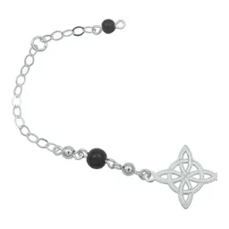 Pulsera Plata 925 Nudo Bruja Bolitas Unisex - Imagen 3