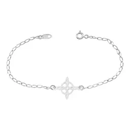 Pulsera de Plata 925 Nudo de Bruja Calado con Cadena Barbada - Imagen 1