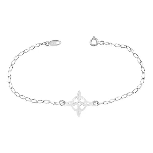 Pulsera de plata .925 plateado Nudo de Bruja calado y tejido barbado — Joyaris