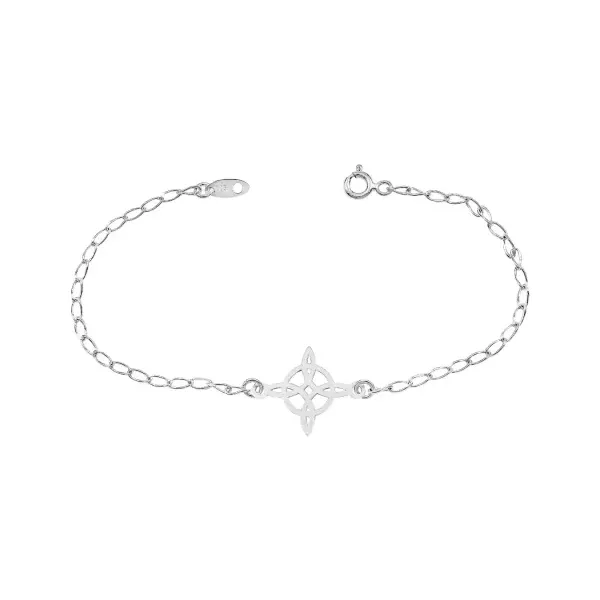 Pulsera de plata .925 plateado Nudo de Bruja calado y tejido barbado — Joyaris