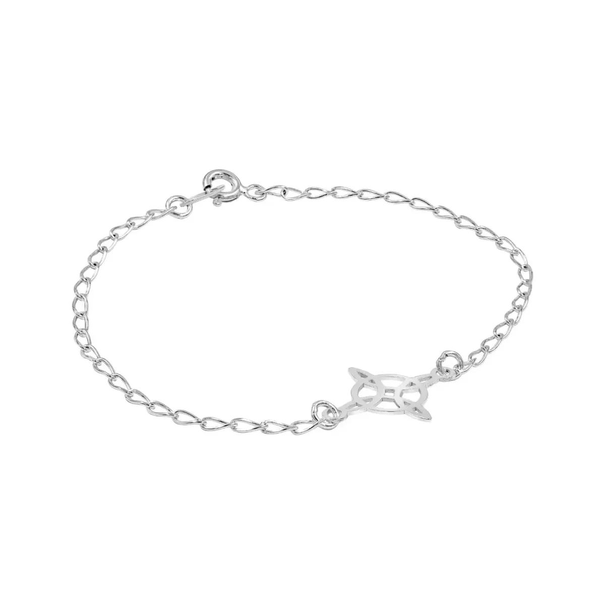 Pulsera de Plata 925 Nudo de Bruja Calado con Cadena Barbada - Imagen 2
