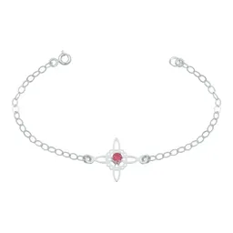 Pulsera Plata 925 Nudo Bruja Celta Ajustable Zirconia Roja - Imagen 1
