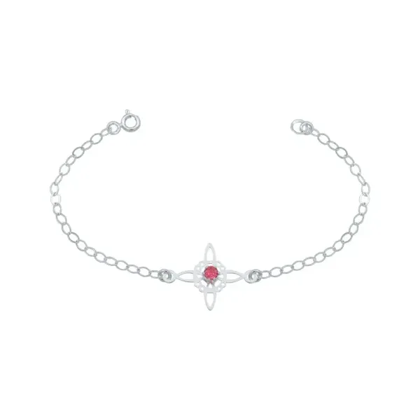 Pulsera de plata .925 roja zirconia nudo de bruja celta ajustable — Joyaris