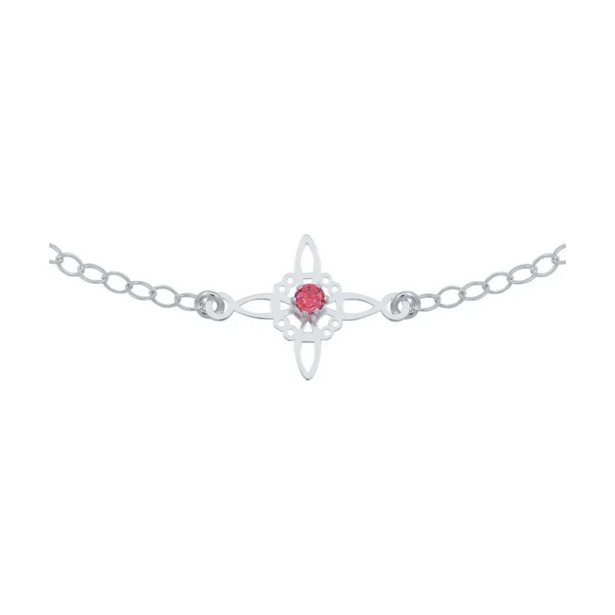 Pulsera Plata 925 Nudo Bruja Celta Ajustable Zirconia Roja - Imagen 2