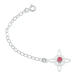 Pulsera Plata 925 Nudo Bruja Celta Ajustable Zirconia Roja - Imagen 3