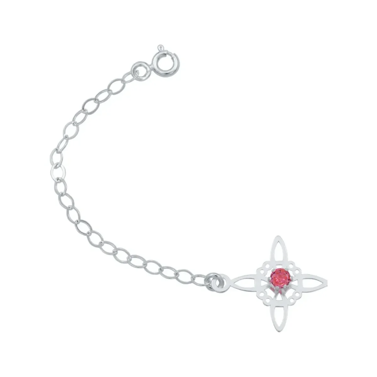 Pulsera Plata 925 Nudo Bruja Celta Ajustable Zirconia Roja - Imagen 3