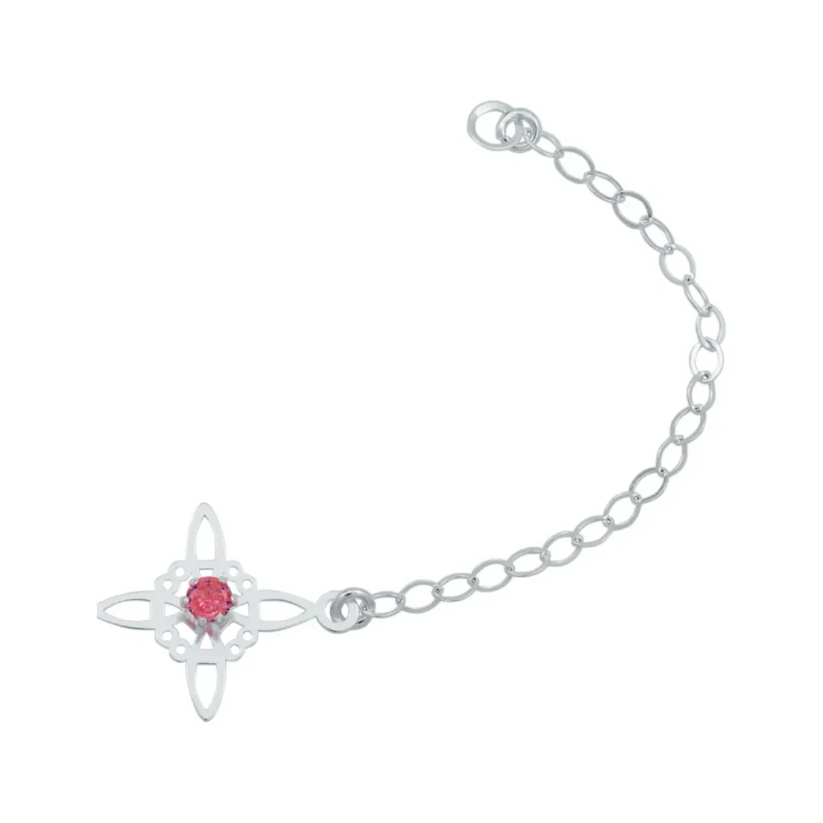 Pulsera Plata 925 Nudo Bruja Celta Ajustable Zirconia Roja - Imagen 4