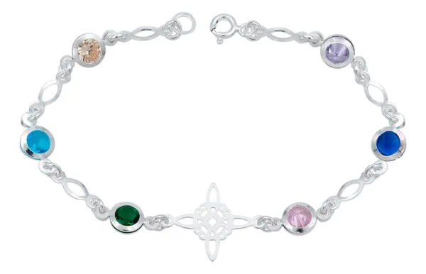 Pulsera de plata .925 multicolor zirconia nudo bruja celta — Joyaris