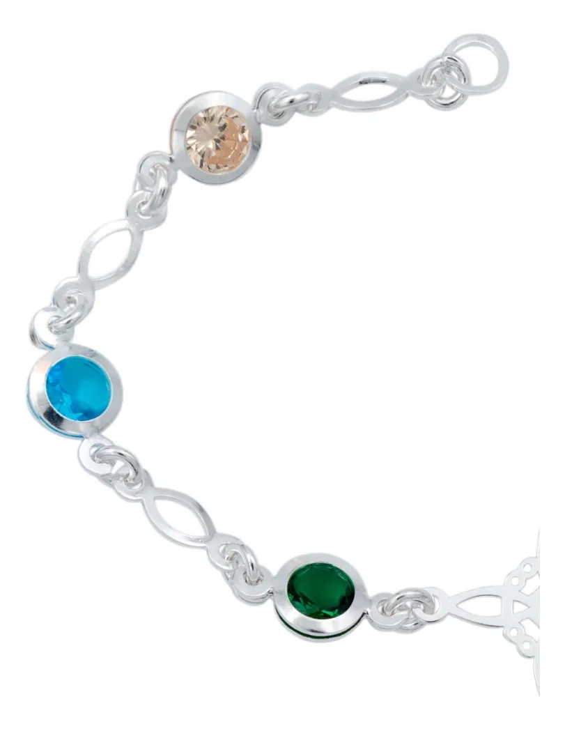 Pulsera de plata .925 multicolor zirconia nudo bruja celta — Joyaris