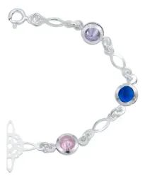 Pulsera Plata 925 Nudo de Bruja Celta Zirconias Multicolor - Imagen 3