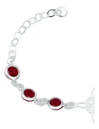 Pulsera Plata 925 Nudo Bruja Celta Zirconias Rojas - Imagen 2