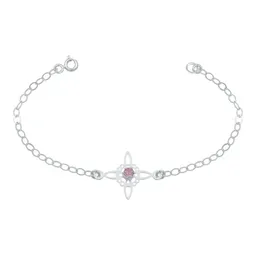 Pulsera Plata 925 Nudo de Bruja Celta con Zirconia Rosa Ajustable - Imagen 1