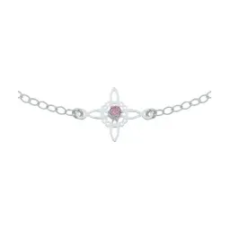 Pulsera Plata 925 Nudo de Bruja Celta con Zirconia Rosa Ajustable - Imagen 2
