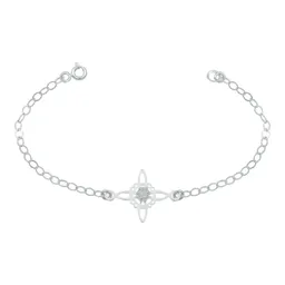 Pulsera Plata 925 Nudo Bruja Celta con Zirconia Transparente Ajustable - Imagen 1
