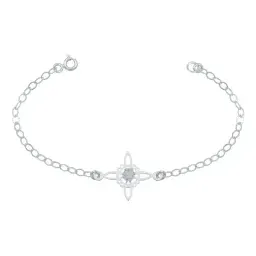 Pulsera Plata 925 Nudo Bruja Celta con Zirconia Transparente Ajustable - Imagen 1