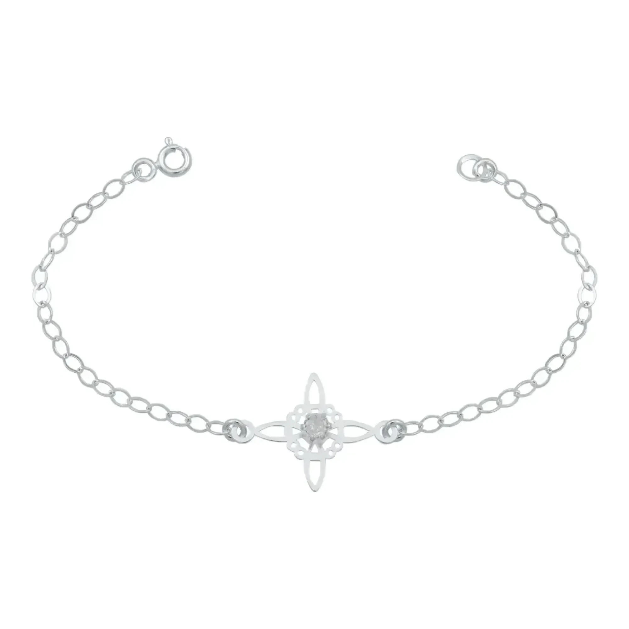 Pulsera nudo de bruja plata 925 dije celta 20 mm con zirconia blanca transparente cadena ajustable 18 cm con broche reasa