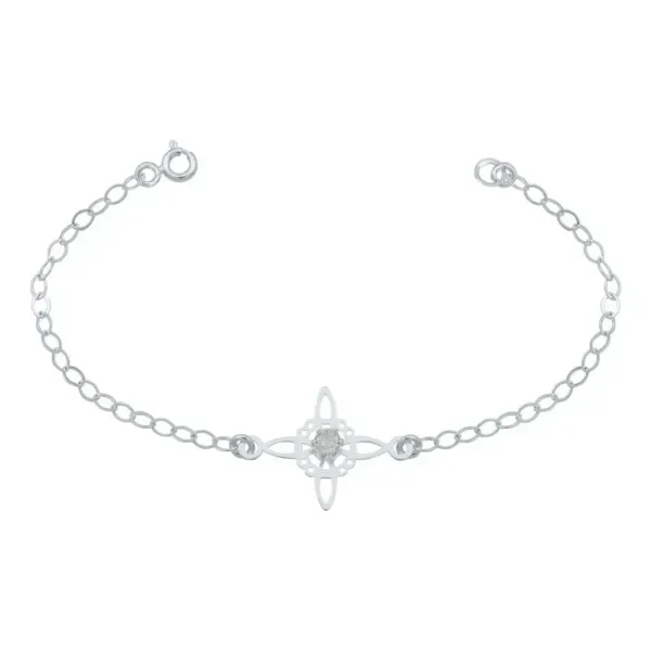 Pulsera Plata 925 Nudo Bruja Celta con Zirconia Transparente Ajustable - Imagen 1