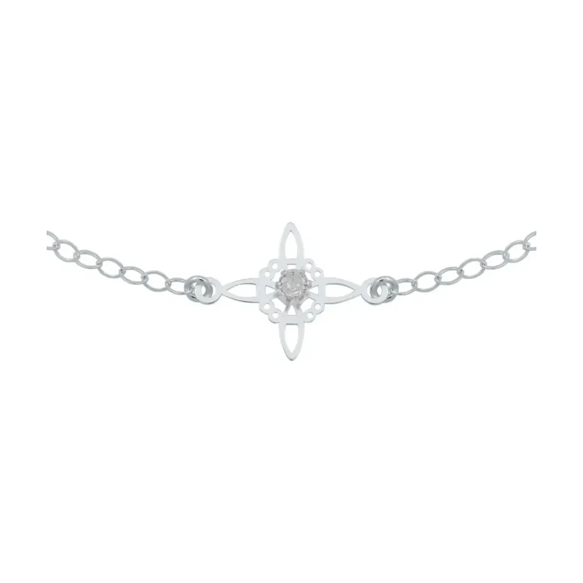 Pulsera Plata 925 Nudo Bruja Celta con Zirconia Transparente Ajustable - Imagen 2