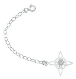 Pulsera Plata 925 Nudo Bruja Celta con Zirconia Transparente Ajustable - Imagen 3