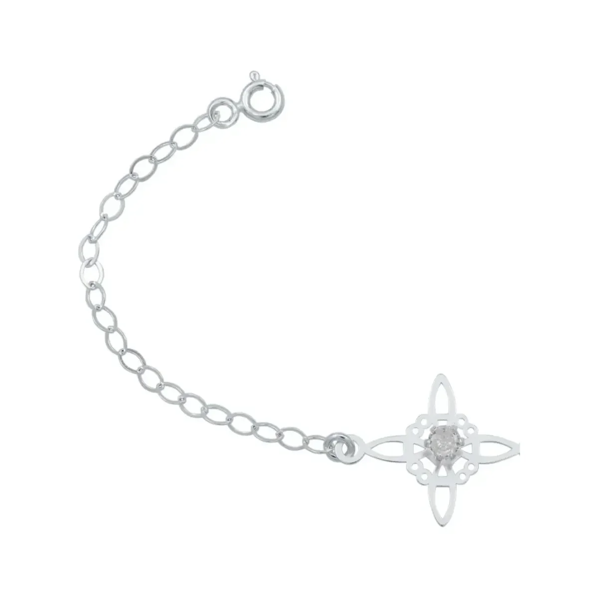 Pulsera Plata 925 Nudo Bruja Celta con Zirconia Transparente Ajustable - Imagen 3