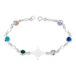 Pulsera Plata 925 Nudo de Bruja Celta Zirconias Multicolor - Imagen 1
