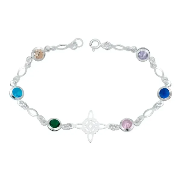 Pulsera de plata .925 multicolor zirconia nudo bruja celta — Joyaris