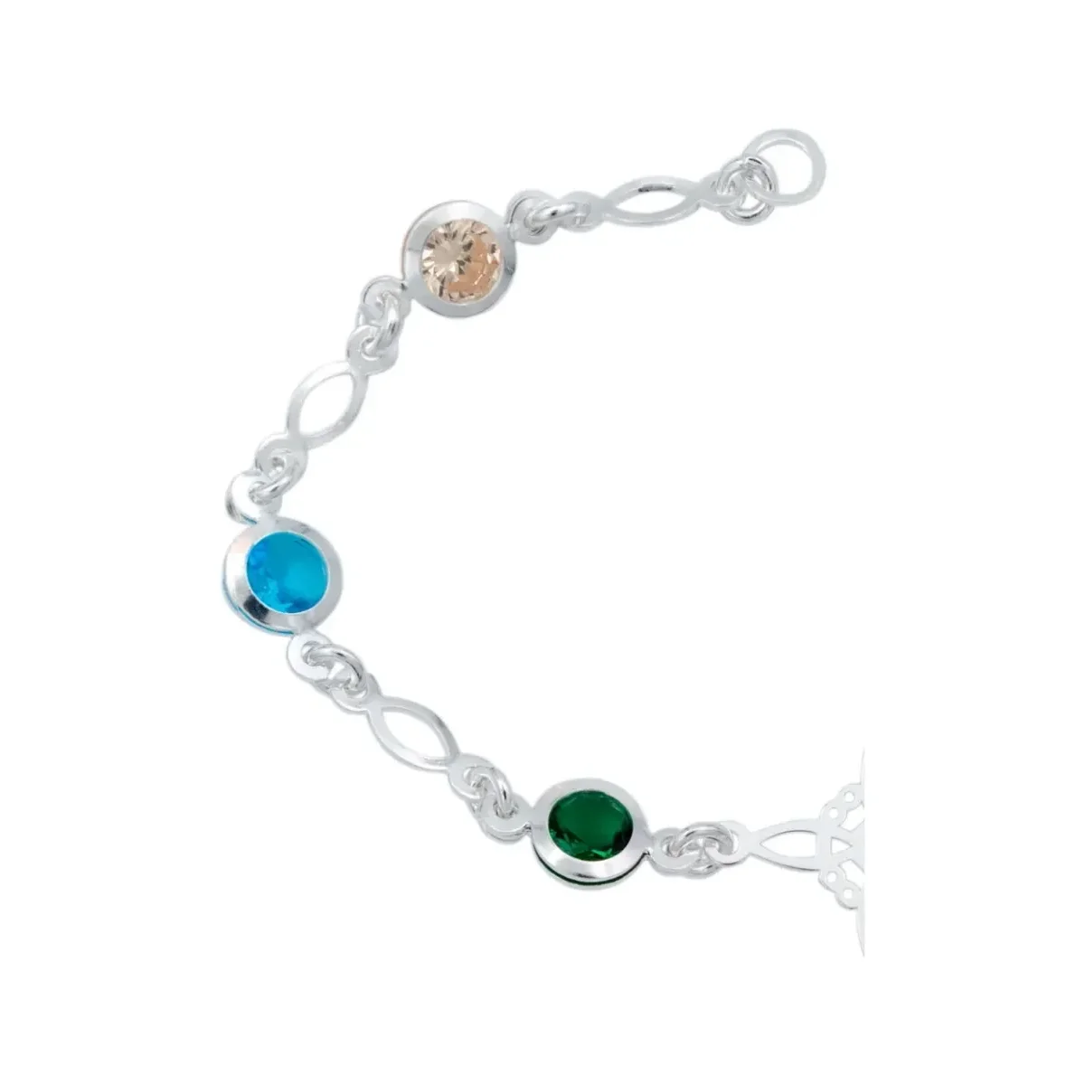 Pulsera Plata 925 Nudo de Bruja Celta Zirconias Multicolor - Imagen 2