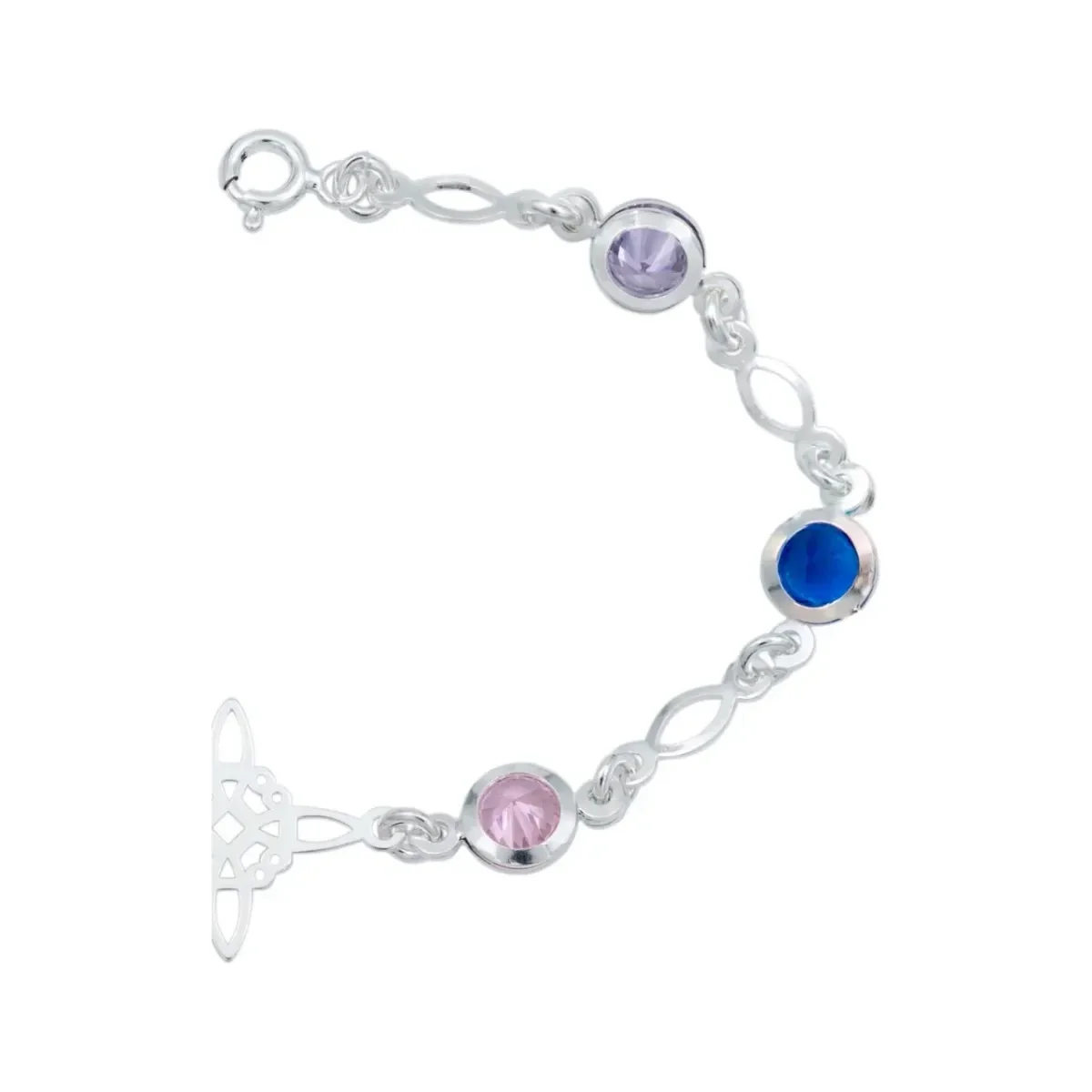 Pulsera Plata 925 Nudo de Bruja Celta Zirconias Multicolor - Imagen 3