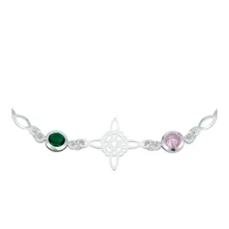 Pulsera Plata 925 Nudo de Bruja Celta Zirconias Multicolor - Imagen 4