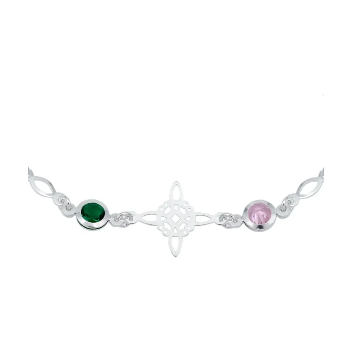 Pulsera Plata 925 Nudo de Bruja Celta Zirconias Multicolor - Imagen 4