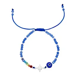 Pulsera Plata .925 Nudo Bruja con 7 Chakras y Ojo Turco Ajustable - Imagen 1