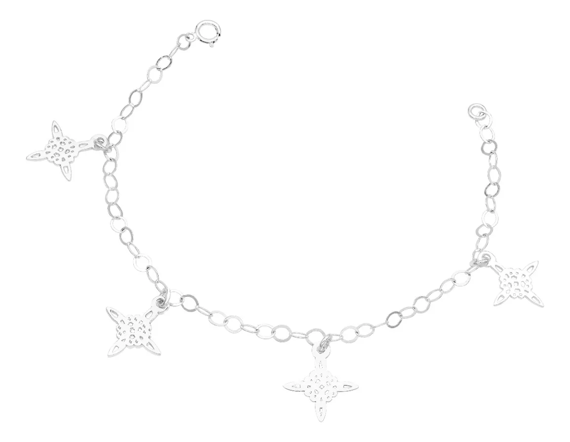 pulsera de plata .925 plateado ajustable nudo bruja colgante — Joyaris