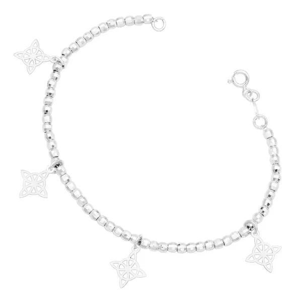 Pulsera de plata .925 nudo bruja colgante bola facetada ajustable — Joyaris