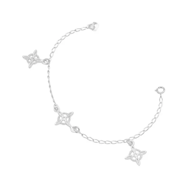 Pulsera Plata 925 Nudo de Bruja con Colgantes - Imagen 1
